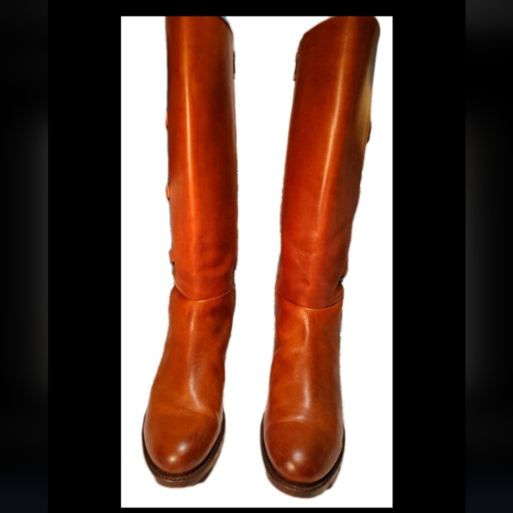 Frye Jordan Leather And Suede Cross Strap Riding Boots - Picture 8 of 16